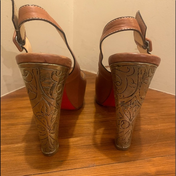 Christian Louboutin Embossed Peep Toe Slingbacks EU39.5 - Picture 5 of 8